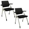 2 Pack Folding Office Chair,Foldable Desk Chair with Wheels,Ergonomic Office Chair with Arms,Comfy Home Office Chair Leather Padded Seat,Black view 1