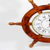 Antiqueara 18" Solid Wood Brass Ship Wheel Wall Clock Porthole Nautical Decor Shipwheel 18" Ship Wheel Clock: Boat DecorationWooden Nautical Shipwheel with Clock view 2