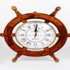 Antiqueara 18" Solid Wood Brass Ship Wheel Wall Clock Porthole Nautical Decor Shipwheel 18" Ship Wheel Clock: Boat DecorationWooden Nautical Shipwheel with Clock view 4