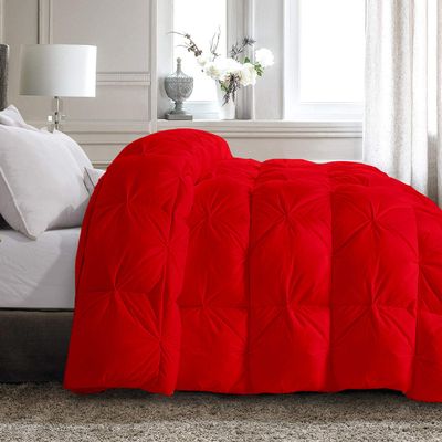All Star Linen Quilted Down Alternative Twin XL Comforter 1 Piece Luxury Red Pinch Pleated Comforter Twin-XL (68'' x 90'')
