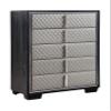 Acme Nicola 5 Drawers Wooden and Faux Leather Chest in Silver and Black view 1
