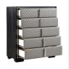 Acme Nicola 5 Drawers Wooden and Faux Leather Chest in Silver and Black view 2