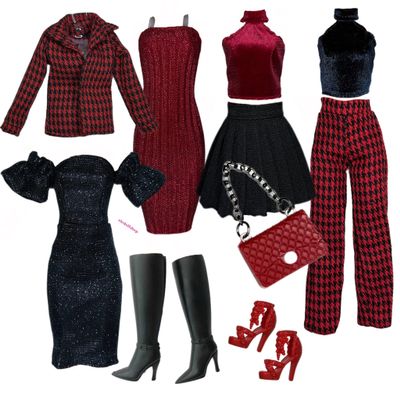 Eledoll Clothes Fashion Pack Ruby Red Set
