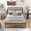 Anwick Full Size Metal Platform Bed Frame with Two Drawers,Sockets and USB Ports,Slat Support No Box Spring Needed, White view 1