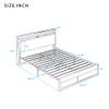 Anwick Full Size Metal Platform Bed Frame with Two Drawers,Sockets and USB Ports,Slat Support No Box Spring Needed, White view 2