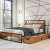 Anwick Full Size Metal Platform Bed Frame with Two Drawers,Sockets and USB Ports,Slat Support No Box Spring Needed, Black view 1