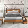 Anwick Full Size Metal Platform Bed Frame with Two Drawers,Sockets and USB Ports,Slat Support No Box Spring Needed, Black view 3