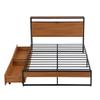 Anwick Full Size Metal Platform Bed Frame with Two Drawers,Sockets and USB Ports,Slat Support No Box Spring Needed, Black view 4