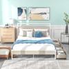 Anwick Queen Size Metal Platform Bed Frame with Two Drawers,Sockets and USB Ports,Slat Support No Box Spring Needed, White view 3