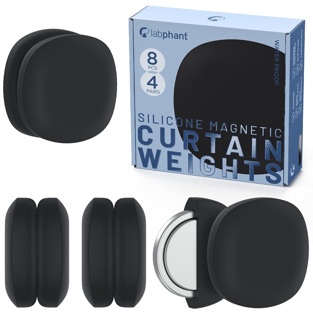 labphant Shower Curtain Magnet Weights - Silicone Encased Magnets for Weighted Shower Curtain with Liner - Anti-Rust Indoor/Outdoor Curtain Drapery Weights - Holds Tablecloths in Place