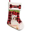 MALIHONG Personalized 1 Pack Merry Christmas Stocking Lhasa Apso Dog with Santa Hat Red Buffalo Plaid Check Snowflake Christmas Stocking Gift Bag Xmas Holiday Festival Decor Stocking 14.4" view 1