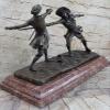 Signed Original French Artist Jean Patoue 2 Male Fencer Bronze Figurine Statue Artwork Sale Deal Home Sale by Think Bronze view 1