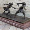 Signed Original French Artist Jean Patoue 2 Male Fencer Bronze Figurine Statue Artwork Sale Deal Home Sale by Think Bronze view 4