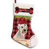 MALIHONG Personalized 1 Pack Merry Christmas Stocking White Miniature Schnauzer Dog with Santa Hat Red Buffalo Plaid Check Snowflake Christmas Stocking Gift Bag Holiday Festival Decor Stocking 14.4" view 1