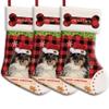 MALIHONG Personalized 3 Pack Merry Christmas Stocking Lovely Shetland Sheepdog with Santa Hat Red Buffalo Plaid Check Snowflake Christmas Stocking Gift Bag Xmas Holiday Festival Decor Stocking 14.4" view 1