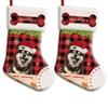 MALIHONG Personalized 2 Pack Merry Christmas Stocking Cute Shiba Inu Dog with Santa Hat Red Buffalo Plaid Check Snowflake Christmas Stocking Gift Bag Xmas Holiday Festival Decor Stocking 14.4" view 1