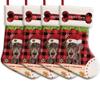 MALIHONG Personalized 4 Pack Merry Christmas Stocking Weimaraner Dog with Santa Hat Red Buffalo Plaid Check Snowflake Christmas Stocking Gift Bag Xmas Holiday Festival Decor Stocking 14.4" view 1