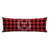 GUGLILI Christmas Buffalo Check Plaid Monogram T Initial Long Pillowcase Red Alphabet Weaths Body Pillow Cover for Family Pillow Protectors with Zipper Two Sides Print 20x54 inch view 1