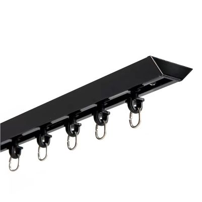 ZJKXJH Aluminum Ceiling Curtain Tracks, Heavy Duty Room Divider Rail with Complete Kits, Curtain Rod for Balcony, Bay Window, Patio, Closet (Color : Black, Size : 915cm/30ft)