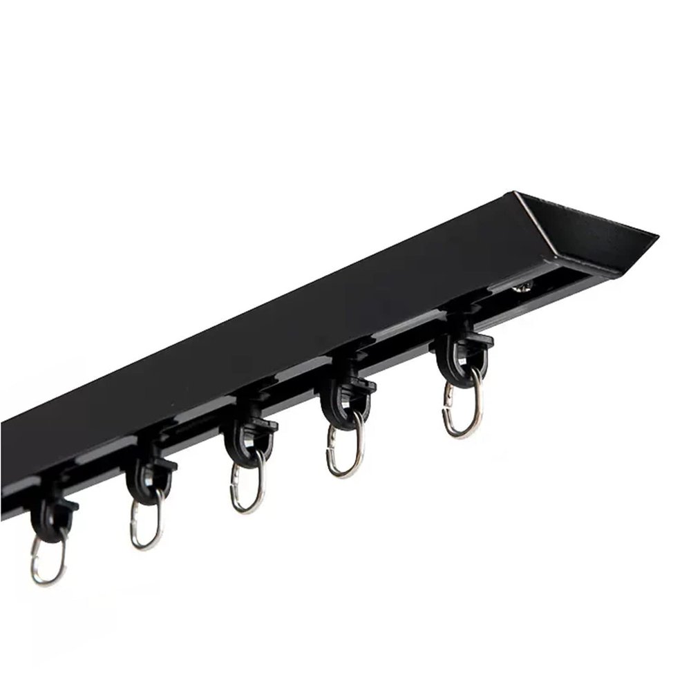ZJKXJH Aluminum Ceiling Curtain Tracks, Heavy Duty Room Divider Rail with Complete Kits, Curtain Rod for Balcony, Bay Window, Patio, Closet (Color : Black, Size : 915cm/30ft)