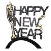 Dzrige Happy New Year Headband with Red Wine Glasses, Glitter Gold and Black Wine Glasses New Year Headwear for New Year Carnival Party Props Decoration view 2