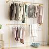 BOSURU Industrial Pipe Clothing Rack Wall Mounted,Clothes Racks with Double Hanging Rods for Closet Storage(Gold) view 1