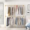 BOSURU Industrial Pipe Clothing Rack Wall Mounted,Clothes Racks with Double Hanging Rods for Closet Storage(Gold) view 2