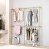 BOSURU Industrial Pipe Clothing Rack Wall Mounted,Clothes Racks with Double Hanging Rods for Closet Storage(Gold) view 3