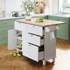Aiuyesuo Farmhouse Kitchen Island Set,Rectangular Bar Table with 2 Seatings and Drop Leaf, Dining Table Set with Storage Cabinet, Drawers and Towel Rack for Kitchen,Living Room (White) view 2