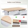 Aiuyesuo Farmhouse Kitchen Island Set,Rectangular Bar Table with 2 Seatings and Drop Leaf, Dining Table Set with Storage Cabinet, Drawers and Towel Rack for Kitchen,Living Room (White) view 4