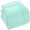 1 Piece Baffled Box Stitched Striped Pattern Comforter Ultra Soft 100% Egyptian Cotton Quilt Cover - (Full/Queen Size, Aqua Blue) view 4