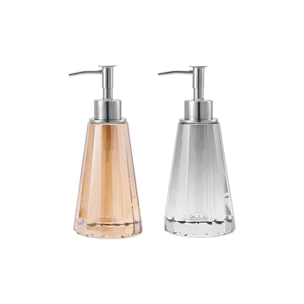 HRTC Lotion Dispensers Manual Soap Dispenser - 2 Pack with Stainless Steel Pump Lotion Dispenser Clear Design Glass Soap Pump 70 Ml / 2.3 Oz Kitchen, Bathroom