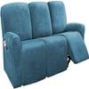 8-Pieces Stretch Recliner Covers Luxury Velvet Recliner Chair Cover for 3 Cushion Sofa Slipcovers Super Soft Reclining Couch Cover Anti Slip Couch Protector for Living Room ( Color : Peacock Blue ) view 1