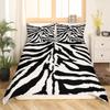 Zebra Skin Print Kids Duvet Cover Set Twin Size,Boys Girls Adults Xmas Decor,Wild Animals Abstract Fur Texture Comforter Cover,Rustic Farmhouse Bedding Set,Black Retro Quilt Cover,1 Pillowcase view 1