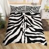 Zebra Skin Print Kids Duvet Cover Set Twin Size,Boys Girls Adults Xmas Decor,Wild Animals Abstract Fur Texture Comforter Cover,Rustic Farmhouse Bedding Set,Black Retro Quilt Cover,1 Pillowcase view 2