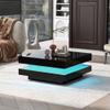 47.2 Inches 2-Tier LED Light White Coffee Table, Modern Industrial Design Cocktail Table with 17-Color LED Lighting and a Remote Control for Livinging Room, Bedroom, Office(Black) view 3