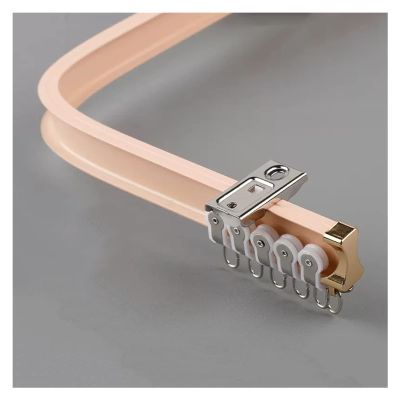 SRNSAEB Curved Ceiling Curtain Track Bendable, 10 11.5 13 15 20 23 26 Ft Long, Aluminum Curtain Rod Room Divider for Partition/Home/Commercial (Color : Pink, Size : 5m/16.4ft)