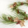 Artificial Long Needle Pine Berries and Burlap Bows Garland by Factory Direct Craft - Wispy Faux Pine Christmas Garland Woodland Decoration for Holiday Dcor view 1