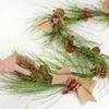 Artificial Long Needle Pine Berries and Burlap Bows Garland by Factory Direct Craft - Wispy Faux Pine Christmas Garland Woodland Decoration for Holiday Dcor view 4