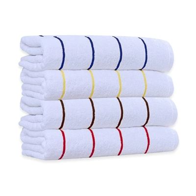 4-Piece Multicolor Extra Long Cotton Bath Towels 3.94 in. L X 5.32 in. W X 3.15 in. H Size, 300-499 GSM, Cabana Stripe, Machine Washable, Soft and Thick | All Season Ultra Absorbent, Durable