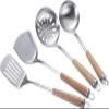 304 Stainless Steel Cooking Utensils Set Spatula Spoon Soup Shovel Wooden Handle Cooking Tools Kitchen Tools Set 4pcs view 1