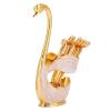 Atyhao Coffee Spoon Stand Kit,Coffee Dessert Spoon Set European Elegant Swan Fruit Scoop Holder Decorative Tableware (Gold White) view 1