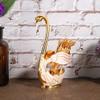 Atyhao Coffee Spoon Stand Kit,Coffee Dessert Spoon Set European Elegant Swan Fruit Scoop Holder Decorative Tableware (Gold White) view 3