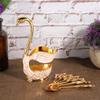 Atyhao Coffee Spoon Stand Kit,Coffee Dessert Spoon Set European Elegant Swan Fruit Scoop Holder Decorative Tableware (Gold White) view 4