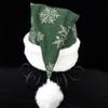 Hunter Green and White Snowflake Santa Hat, Novelty Adult Size Green Flannel Christmas Party Hat view 3