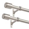 2 Pack Curtain Rods 72 to 144 Inch, Heavy Duty 1-Inch Telescoping Drapery Rods, Decorative Adjustable Window Rods with Cap Finial, Brushed Nickel view 1