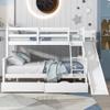 Unique Twin Over Full Solid Wood Bunk Bed with 2 Drawers and 3-Tier Shelves, Bunk Bed with Fun Slide and Safety Guardrail for Kids Teens Aldult, Detachable into 2 Separate Beds for Bedroom (White#F<) view 3