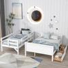 Unique Twin Over Full Solid Wood Bunk Bed with 2 Drawers and 3-Tier Shelves, Bunk Bed with Fun Slide and Safety Guardrail for Kids Teens Aldult, Detachable into 2 Separate Beds for Bedroom (White#F<) view 4