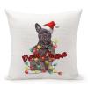 Dog Mom Western Christmas Santa Hat Dog Throw Pillow Cases Boston Terrier Dog Christmas Tree Lights Pillow Cover Case 24"x24" Linen Cushion Covers Decorative Pillowcase for Couch Sofa Bedroom Car view 1
