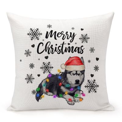 Dog Lover Gift Tree Decoration Decorative Throw Pillow Case Christmas Dog Bull Terrier Square Cushion Cover Pillowcase for Couch Sofa Bedroom Decor 26"x26"